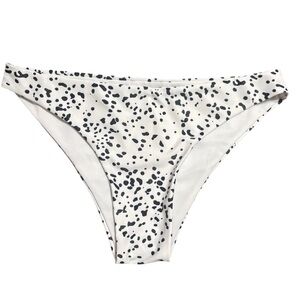 SHEIN White Bikini Bottom with Black Speckle Print M